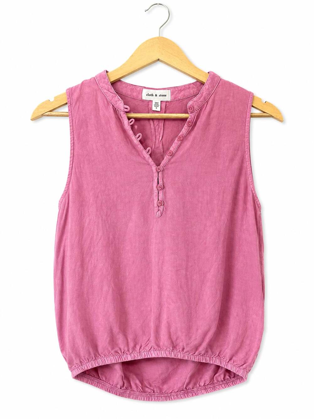 Cloth & Stone Pink Sleeveless Henley Button Blouse Top Size S